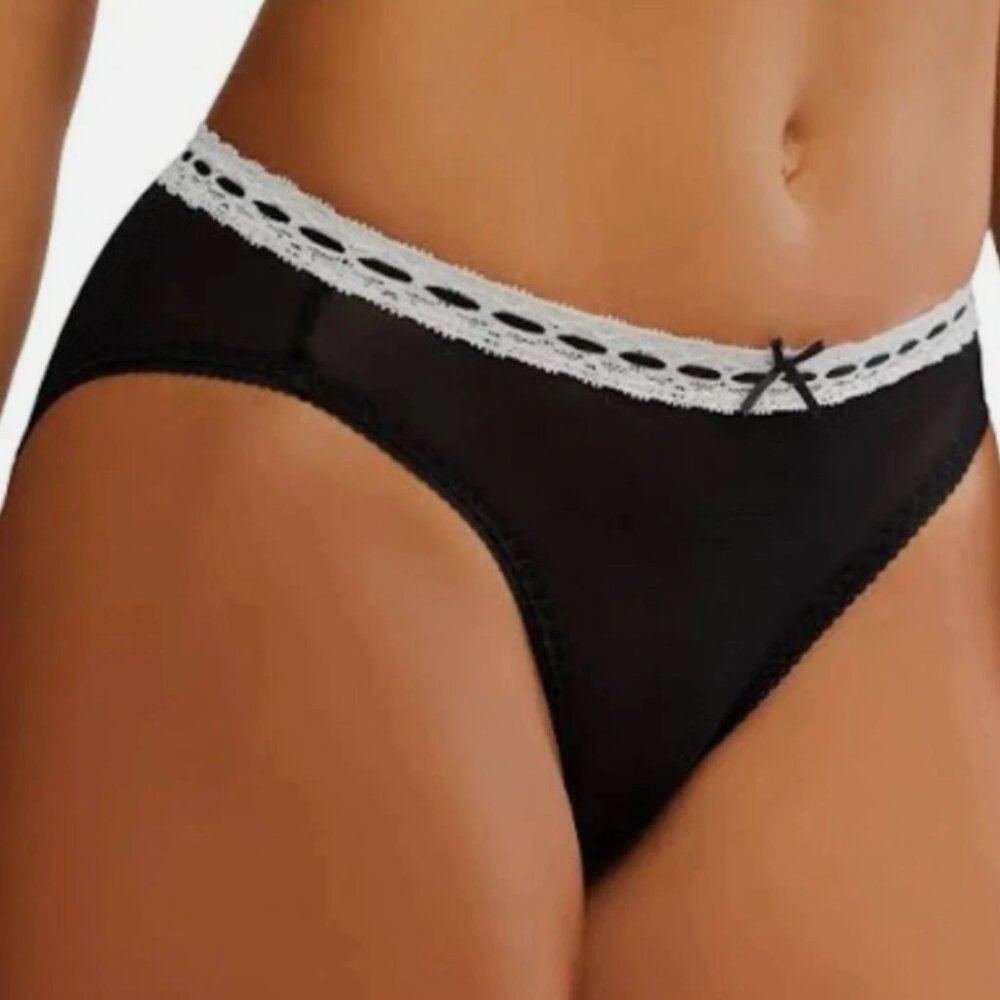 FREE PEOPLE So Sweet Bikini Panty Underwear LACE INTIMATELY BLACK NWT